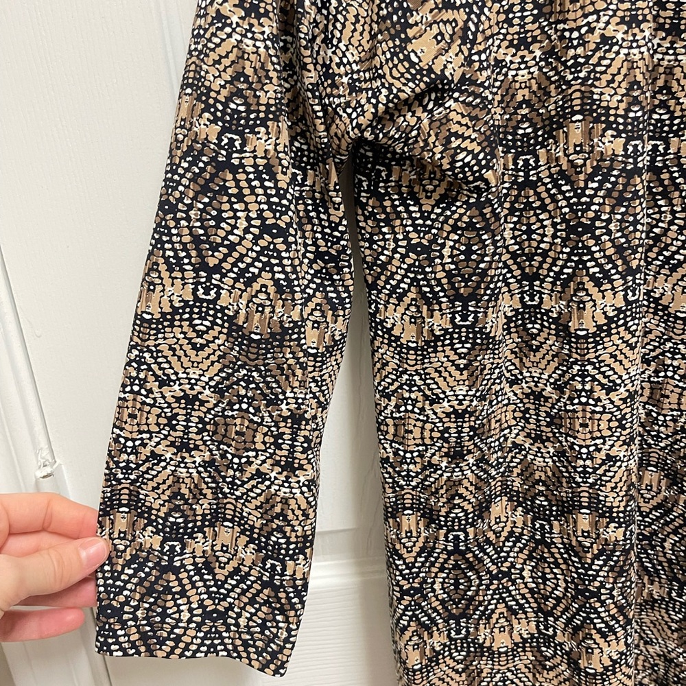 J. Mclaughlin Brown Pattern Button Neck Dress - image 4